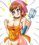 apron big_breasts breasts cleavage cooking_mama female lewdamondo mama_(cooking_mama) milf naked_apron nintendo nipples nude solo spatula