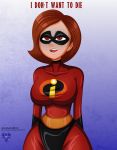 alcasar-reich alcasar-reich_(artist) big_breasts bodysuit breasts brown_eyes brown_hair disney domino_mask female helen_parr milf pixar solo the_incredibles