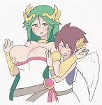 blush breast_grab breast_massage closed_eyes gif gif kid_icarus nintendo palutena pit sweat white-stew