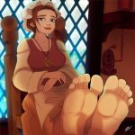  1girl barefoot disney feet looking_at_viewer milf sarah_hawkins scamwich sitting soles toes treasure_planet 