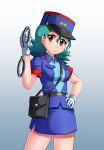  1girl big_breasts breasts female female_only handcuffs nintendo officer_jenny pokemon razorkun smile solo 