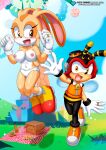 1boy 1girl bbmbbf bee charmy_bee cream_the_rabbit female male male/female mobius_unleashed palcomix panties rabbit sega sonic_the_hedgehog_(series) underwear