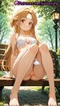 1girl 1girl 1girls 2025 ai ai_assisted ai_generated anime anime_style anus anus arm_support ass asuna_(sao) bangs bare_arms bare_legs bare_shoulders barefoot bench big_breasts blonde_hair blush bow bow_bra bra braid breasts brown_eyes brown_hair bush bust cleft_of_venus collarbone day exhibitionism feet female_focus female_only foot_fetish french_braid full_body grin hentai high_quality high_res high_res high_resolution juicy_butt knees_together_feet_apart knees_up lace-trimmed_bra lamppost legs long_hair looking_at_viewer medium_breasts natsuyoru on_bench orange_hair outside paipan panties panties panties_down panty_pull park park_bench parted_bangs patreon public_indecency pussy pussy short_ponytail sitting sitting_on_bench smile solo_female stable_diffusion sunlight sword_art_online sword_art_online_alicization teeth thighs toenails toes tree uncensored underwear underwear_only very_long_hair voluptuous voluptuous_female white_bra white_panties yuuki_asuna