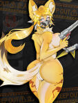 1girl 1girl 2025 anthro arm_tuft ass big_breasts bitch blonde_hair breasts cat_girl catgirl elbow_tuft eyebrows eyelashes felid feline felis fur furry furry_female genitals green_eyes gun hair handgun high_res inner_ear_fluff mammal mask mihoyo mommy mommy_kink musky_pussy neck_tuft nude pulchra_(zenless_zone_zero) pulchra_fellini pussy ranged_weapon revolver side_boob slut smelly_pussy stinky_pussy theredroo thiren tuft weapon wet wet_pussy white_body white_fur whore yellow_body yellow_fur zenless_zone_zero