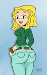 1girl big_ass big_ass blonde_hair carrie_(tdi) clothed clothing looking_at_viewer looking_back scobionicle99 simple_background the_ridonculous_race total_drama_island