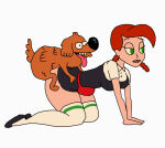 1boy 1girl ass aunt aunt_grandma bestiality big_ass biting_lip charlie_burgers doggy_position gilf green_eyes paztanap04 smaller_male uncle_grandpa what white_background zoophilia