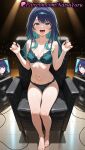 1girl 1girl 1girls 2025 ahegao ai ai_generated anime anime_style aqua_eyes aqua_hair armchair asian bangs bare_arms bare_legs bare_shoulders barefoot big_breasts blue_bra blue_eyes blue_hair blush bow bra breasts bust chair cleavage collarbone colored_inner_hair concert feet female_focus female_only foot_fetish full_body glowstick gradient_hair green_bra green_panties hands_up hentai high_quality high_res high_res high_resolution kurokawa_akane lace_trim legs lingerie long_hair looking_at_viewer looking_up medium_breasts multi-colored_hair multicolored_hair natsuyoru navel on_chair open_mouth oshi_no_ko panties panties patreon screen shiny sitting smile solo_female speaker spotlight stable_diffusion stage stage_lights star-shaped_pupils star_(symbol) stomach swept_bangs symbol-shaped_pupils symbol_in_eye teeth thighs toenails toes tongue tongue_out two-tone_hair underwear underwear_only upper_teeth_only voluptuous voluptuous_female