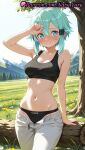 +_+ 1girl 1girl 1girls 2025 ai ai_assisted ai_generated anime anime_style aqua_eyes aqua_hair arm_support arm_up armpits asada_shino bangs bare_arms bare_shoulders big_breasts black_bra black_panties black_sports_bra blue_eyes blue_hair blush bra breasts bust cleavage closed_mouth collarbone cowboy_shot day female_focus female_only flower grass gun_gale_online hair_between_eyes hair_clips hair_ornament hairclip hentai high_quality high_res high_res high_resolution looking_at_viewer medium_breasts midriff mountain natsuyoru nature navel nose_blush open_fly open_pants outside panties panties pants pants_pull patreon plant short_hair sidelocks sinon sky smile solo_female sports_bra stable_diffusion standing stomach sunlight sword_art_online sword_art_online_alicization tree underwear unzipped voluptuous voluptuous_female white_pants yellow_flower