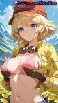 1girl 1girl 1girls 2025 ai ai_assisted ai_generated anime anime_style asian bangs baseball_cap big_breasts big_breasts bikini bikini_top bikini_top_only blonde_hair blue_eyes blue_sky blush breast_hold breast_lift breasts brown_gloves bust cindy_aurum cleavage closed_mouth clothing cloud covered_nipples cropped_jacket day denim female_focus female_only female_solo field final_fantasy final_fantasy_xv flower flower_field gloves goggles goggles_around_neck grabbing_own_breast hat hentai high_quality high_res high_res high_resolution jacket jeans long_sleeves looking_at_viewer medium_breasts mountain natsuyoru navel nipples nipples_outside open_clothes open_jacket outside pants patreon pink_bikini red_headwear short_hair shorts sky smile solo_female stable_diffusion stomach swimsuit uncensored_nipples under_boob unzipped upper_body voluptuous voluptuous_female yellow_flower yellow_jacket