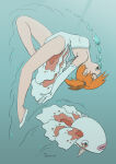 1girl bubbles darkbunny666 female goldeen goldeen_(cosplay) human kasumi_(pokemon) nintendo pokemon shoxxe underwater