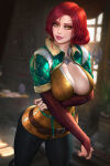 1girl big_breasts breasts cleavage female_only female_solo looking_at_viewer neoartcore red_hair tagme the_witcher triss_merigold