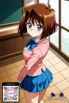 1girl 1girl 1girl ai_generated bangs big_breasts blazer blue_bow blue_bowtie blue_eyes blue_jacket blue_neckwear blue_skirt blush bow bowtie breasts brown_hair cardigan character_name closed_mouth clothing collared_shirt copyright_name cowboy_shot dress_shirt female_only hair_between_eyes hair_intakes indoors jacket littlehentai long_sleeves looking_at_viewer mazaki_anzu medium_breasts medium_hair miniskirt neckwear pink_jacket pleated_skirt savitar savitar_(artist) school_uniform shiny shirt short_hair skirt smile thighs uniform white_shirt yu-gi-oh! yu-gi-oh!_duel_monsters