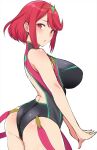 1girl 1girl 1girl alluring ass big_ass big_breasts blush clothing female_only hair heroine hips legs looking_at_viewer looking_back milf nintendo one-piece_bikini open_mouth pyra red_eyes red_hair simple_background swimsuit thighs tight_clothing xenoblade_(series) xenoblade_chronicles_2 yuuki_shin