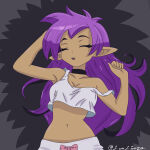 1girl armpit female female/solo female_solo human lemlim22 midriff pajamas parody shantae shantae_(character) sleep sleeping solo video_games videogame wayforward