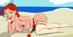 1girl 1girl 1girl aunt_grandma bag belt big_breasts big_breasts bikini braid cartoon_network cleavage condoms curvy davidsanchan eyelashes ginger green_eyes lipstick long_hair outside partially_nude red_hair red_lips smile stockings thick_thighs tights uncle_grandpa voluptuous wide_hips