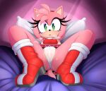 1girl :o alluring amy_rose anthro boots breath cameltoe clothed clothing eulipotyphlan eyelashes footwear furry furry_female genitals green_eyes hair hedgehog heeled_boots hot labia lockheart looking_at_viewer mammal open_mouth panties pink_body pink_hair pink_skin plump_labia pussy sega short_hair short_tail solo_focus sonic_the_hedgehog_(series) spread_legs tail thick_thighs thighs underwear white_panties white_underwear