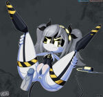 1girl anus blush digital_media_(artwork) disassembly_drone fanart female_only glitch_productions grey_hair humanoid j_(murder_drones) jackintaro murder_drones penis pussy ribbons robot robot_girl screen_face sex simple_background spread_legs tail twin_tails yellow_eyes