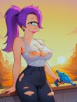 ai_generated breasts erect_nipples futurama linesoflux thighs torn_clothes turanga_leela