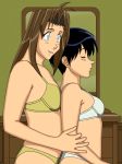 2_girls ajd262 black_hair brown_hair female female_only long_hair meryl_stryfe milly_thompson multiple_girls short_hair trigun yuri