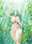 1girl 1girl 1girl absurd_res air_bubble alluring arm_up bare_legs big_breasts bikini bubble cleavage commission fire_emblem fire_emblem:_three_houses fire_emblem_heroes fish flower green_eyes hair_flower hair_ornament high_res kelp leafy_seadragon legs_together long_hair navel nintendo official_alternate_costume rhea_(fire_emblem) rhea_(summer)_(fire_emblem) seahorse smile stomach sumustard sunlight swimsuit tassel thighs underwater very_long_hair white_bikini