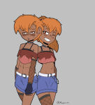 1girl abs danny_(magra) davy_(magra) eyes_rolling_back magra male orange_hair tan_skin twins