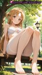 1girl 1girls 2025 ai ai_assisted ai_generated anime anime_style asian asuna_(sao) bangs bare_arms bare_legs bare_shoulders barefoot bench big_breasts blonde_hair blush bow bow_bra bra braid breasts brown_eyes brown_hair bust cleavage collarbone day feet female_focus female_only foot_fetish french_braid full_body grass grin half_updo hentai high_quality high_res high_res high_resolution knees_together_feet_apart knees_up lamppost legs long_hair looking_at_viewer medium_breasts natsuyoru on_bench outside panties panties panties_under_pantyhose pantyhose park parted_bangs patreon see-through_legwear short_ponytail sitting smile soles solo_female stable_diffusion sword_art_online sword_art_online_alicization teeth thighband_pantyhose thighs toenails toes tree underwear underwear_only very_long_hair voluptuous voluptuous_female white_bra white_legwear white_panties white_pantyhose yuuki_asuna