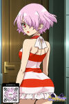 1girl 1girl 1girl ai_generated arms_behind_back bangs bare_shoulders breasts cleavage cleavage_cutout clothing clothing_cutout copyright_name cowboy_shot dr_stone dress hair_over_one_eye lipstick littlehentai logo looking_at_viewer luna_wright makeup medium_breasts open_mouth parted_lips pink_hair red_dress red_eyes red_lips red_skirt savitar savitar_(artist) shiny shiny_hair short_dress short_hair skirt sleeveless sleeveless_dress standing thigh_gap