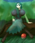 big_breasts breasts cheryl female momi_(pokemon) nikoh pokeball pokemon smile solo