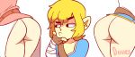 1boy 1girl 2_girls ass blonde blood diives gif gif link male multiple_girls no_audio nosebleed pussy shaking_butt the_legend_of_zelda