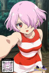 1girl 1girl 1girl ai_generated arms_behind_back bangs bare_shoulders breasts cleavage cleavage_cutout clothing clothing_cutout copyright_name cowboy_shot dr_stone dress hair_over_one_eye lipstick littlehentai logo looking_at_viewer luna_wright makeup medium_breasts open_mouth parted_lips pink_hair red_dress red_eyes red_lips red_skirt savitar savitar_(artist) shiny shiny_hair short_dress short_hair skirt sleeveless sleeveless_dress standing thigh_gap