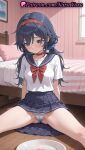 1girl 1girl 1girls 2025 ai ai_generated anime anime_style asian ass_visible_through_thighs bangs bed bedroom big_breasts black_hair blue_eyes blue_hair blue_panties blue_sailor_collar blue_scrunchie blue_skirt blush bow bowl bowtie breasts bust cameltoe choker closed_mouth collarbone crazy_mita_(miside) female_focus female_only hair_between_eyes hair_ornament hair_scrunchie hairband hairclip hentai high_quality high_res high_res high_resolution indoors long_hair looking_at_viewer low_twintails medium_breasts miniskirt miside mita_(miside) natsuyoru neckerchief on_bed panties panties pantyshot patreon pillow plate pleated_skirt red_bow red_bowtie red_choker red_hairband red_neckerchief sailor_collar sailor_uniform school_uniform scrunchie serafuku shirt short_sleeves sitting skirt solo_female spread_legs stable_diffusion striped striped_clothes striped_panties sweat thighs twin_tails underwear voluptuous voluptuous_female white_shirt window wooden_floor