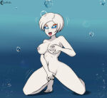 1girl adult_swim air_bubbles aquaphilia asphyxiation big_breasts breast_grab breasts bubbles darkseether dragon_ball drowning female fetish fingering fingering_pussy fingering_self kamin masturbation navel nipples nude on_knees solo toonami underwater water white_skin