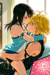 1boy 1girl ai_generated black_hair blonde_hair couple cowgirl_position crossover cum cum_in_pussy final_fantasy_viii impregnation meliodas nanatsu_no_taizai rinoa_heartilly sex