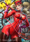 1girl anne_takamaki atlus blonde_female blonde_hair blue_eyes bodysuit boots breasts cat cat_mask cat_tail cleavage cleavage_cutout drill_hair earrings eyeshadow female_only female_solo gloves half-closed_eyes hand_on_hip hand_up holding holding_weapon holding_whip jewelry lips lipstick long_hair looking_at_viewer makeup mask medium_breasts neoartcore open_mouth persona persona_5 pink_lipstick purple_gloves red_bodysuit round_teeth standing stud_earrings tail takamaki_anne teeth thick_thighs thigh_high_boots thighs tied_hair tongue twin_drills twin_tails upper_teeth upper_teeth_only weapon whip zipper