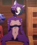 arafoo_otoko_no_isekai_tsuuhan_seikatsu cat_ears cat_girl cat_tail closed_eyes edit medium_breasts medium_hair myarey nekom14 nipples open_legs purple_hair pussy screencap