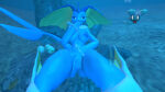 1girl 3d 3d_(artwork) anthro buneary eggs female hybrid lopunny luigi13ro nintendo nude pokemon underwater vaporeon vaporunny