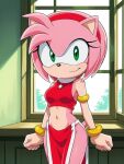 1girl 4kids_entertainment ai ai_generated amy_rose bra female female/solo foxknightyouko hedgehog loincloth mobian navel posing sega solo sonic sonic_the_hedgehog_(series) sonic_x tms_entertainment