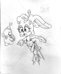 1boy 1girl bikini bunny cheese_the_chao cream_the_rabbit cute dtcg fanart female happy lagomorph lapine male mobian monochrome rabbit sega sketch sonic_(series) sonic_the_hedgehog_(series) underwater