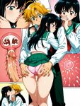 1boy 1girl ai_generated ass black_hair blonde_hair brown_eyes couple crossover crossover_sex cum cum_in_pussy green_eyes impregnation inuyasha kagome_higurashi kissing meliodas nanatsu_no_taizai penetration penis penis_in_pussy pink_panties pussy sex vaginal vaginal_penetration vaginal_sex