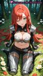 1girl 1girl 1girls 2025 ai ai_assisted ai_generated anime anime_style arm_support armor armored_boots bangs belt big_breasts big_breasts bikini_armor black_gloves black_nails black_pants blush boots breastplate breasts bust cleavage crop_top female_focus female_only fingerless_gloves flower flowers forest full_body gauntlets gloves grass green_eyes hentai high_heel_boots high_heels high_quality high_res high_res high_resolution katarina league_of_legends league_of_legends:_wild_rift leggings long_hair long_sleeves looking_at_viewer medium_breasts midriff nail_polish natsuyoru nature navel one_eye_closed outside pants patreon pauldrons red_flower red_hair riot_games shoulder_armor shrug_(clothing) sitting smile solo_female stable_diffusion stomach tongue tongue_out tree vambraces very_long_hair voluptuous voluptuous_female wariza white_flower