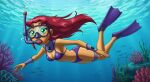 1girl ai_generated air_bubbles alien alien_girl alien_humanoid bikini breasts bubbles cleavage dc_comics diving_mask eyebrows female fins flippers google_imagefx green_eyes humanoid jacobsantos30 koriand'r long_hair mask medium_breasts navel ocean older older_female orange_skin purple_bikini purple_swimsuit red_eyebrows red_hair sea snorkel snorkeling solo starfire swimming swimming_fins swimsuit tamaranean teen_titans underwater warner_brothers water young_adult young_adult_female young_adult_woman