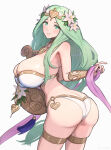 1girl alluring big_breasts bikini closed_mouth fire_emblem fire_emblem:_three_houses fire_emblem_heroes flower gonzarez green_eyes green_hair hair_flower hair_ornament harp high_res holding holding_harp holding_instrument holding_lyre instrument jewelry long_hair lyre rhea_(aura_of_love)_(fire_emblem) rhea_(fire_emblem) simple_background very_long_hair white_background white_bikini