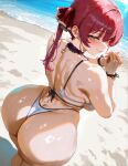 1girl 1girl 1girl ai_generated ass back_view beach big_ass big_ass bikini blush bubble_butt curvy fat_ass female_only heterochromia hololive hololive_japan houshou_marine huge_ass large_ass looking_at_viewer looking_back lucyla outside red_eyes red_hair solo_female swimsuit thick virtual_youtuber voluptuous white_bikini wide_hips yellow_eyes