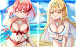 2_girls alluring bikini blonde_hair core_crystal heroine heroines milf mythra nintendo pin_up pitapita_misya posing pyra red_hair xenoblade_(series) xenoblade_chronicles_2