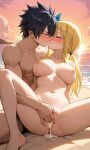 beach fairy_tail fingering_pussy gray_fullbuster lucy_heartfilia masturbation public_sex