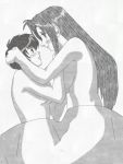 2_girls ajd262 black_hair brown_hair female female_only long_hair meryl_stryfe milly_thompson monochrome multiple_girls short_hair trigun yuri