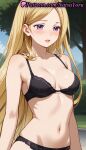 1girl 1girl 1girls 2025 ai ai_generated anime anime_style bangs bare_arms bare_shoulders big_breasts big_breasts bishamon bishamon_(noragami) black_bra black_panties blonde_hair blush bra breasts bush bust cleavage collarbone day female_focus female_only hentai high_quality high_res high_res high_resolution long_hair looking_at_viewer medium_breasts natsuyoru navel noragami outside panties panties parted_bangs parted_lips patreon purple_eyes red_lips sky solo_female stable_diffusion stomach straight_hair tree underwear underwear_only upper_body very_long_hair voluptuous voluptuous_female