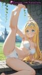 1girl 1girl 1girls 2025 ai ai_assisted ai_generated alice_schuberg alice_synthesis_thirty anime anime_style aqua_eyes arm_support arm_up armpit armpits asian bangs bare_arms bare_legs bare_shoulders barefoot big_breasts blonde_hair blue_eyes blue_sky blush bow bow_bra bow_panties bra breasts bust cameltoe castle cleavage cloud collarbone day feet female_focus female_only foot_fetish green_eyes grin hair_intakes hairband hentai high_quality high_res high_res high_resolution leg_lift legs long_hair looking_at_viewer lying medium_breasts natsuyoru navel on_side outside panties panties patreon sky smile solo_female split spread_legs stable_diffusion stomach sword_art_online sword_art_online_alicization teeth thighs toes underwear underwear_only very_long_hair voluptuous voluptuous_female white_bra white_hairband white_panties