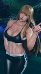 1girl 3d alluring athletic_female big_breasts blonde_hair blue_eyes cleavage descent_into_subconciousness_(stage) emilie_de_rochefort envy15re2lm female_abs fit_female gym_pants mod namco pin_up sports_bra tekken tekken_7 tekken_8 tekken_tag_tournament_2 wet