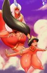 aladdin aladdin_(series) areolae ass big_ass big_breasts big_penis breasts dat_ass disney female genie male nipples penis princess_jasmine razter topless